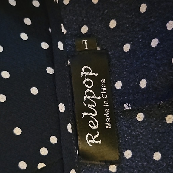 RELIPOP Polka Dot Ruffle Flounce Wrap Dress Large - Picture 8 of 10